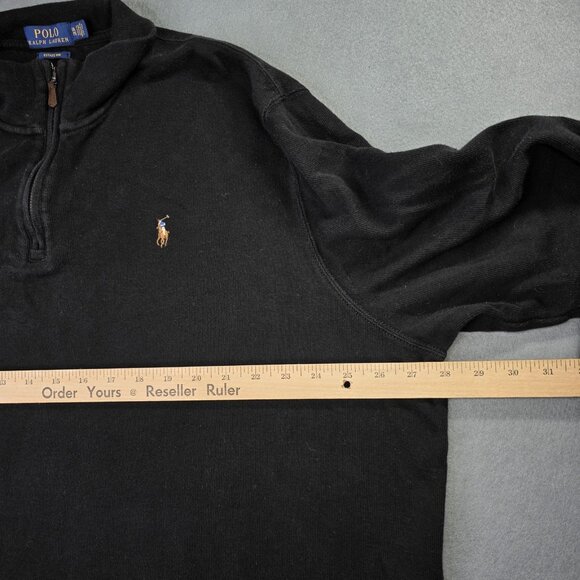 Polo Ralph Lauren Sweater Mens 2XL Black Estate Rib 1/4 Zip Pullover Pony Preppy - Picture 6 of 9